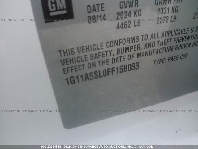 1G11A5SL0FF158083 - 2015 CHEVROLET MALIBU LS Ağ foto 9