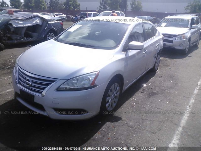 3N1AB7AP2DL695449 - 2013 NISSAN SENTRA S/SV/SR/SL SILVER photo 2