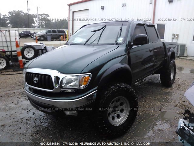 5TEHN72N61Z758951 - 2001 TOYOTA TACOMA DOUBLE CAB GREEN photo 2