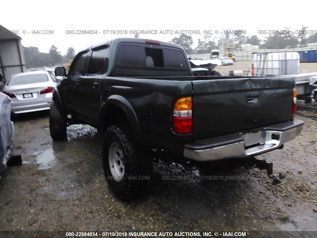 5TEHN72N61Z758951 - 2001 TOYOTA TACOMA DOUBLE CAB GREEN photo 3