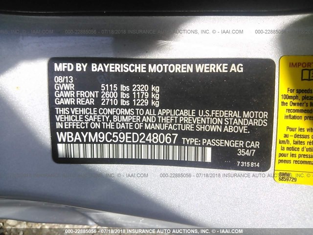 WBAYM9C59ED248067 - 2014 BMW 650 I SILVER photo 9