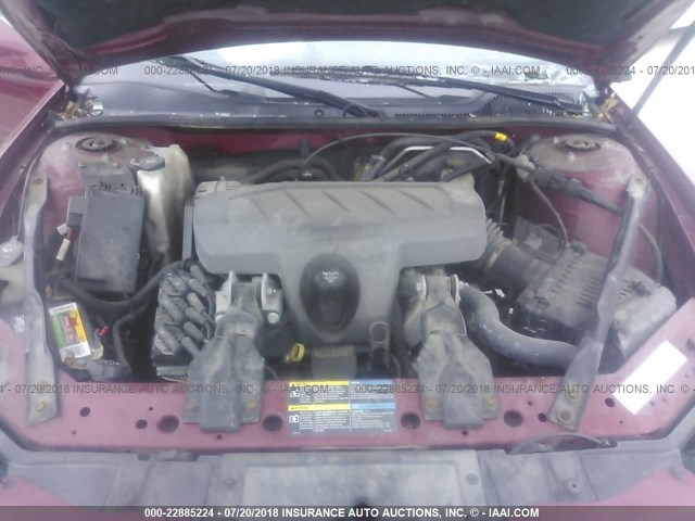 2G2WP552061177839 - 2006 PONTIAC GRAND PRIX Бордовий фото 10