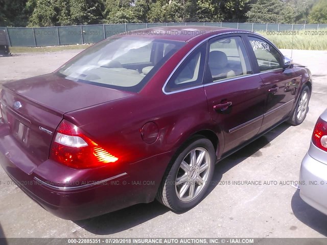 1FAFP25166G125092 - 2006 FORD FIVE HUNDRED LIMITED MAROON photo 4