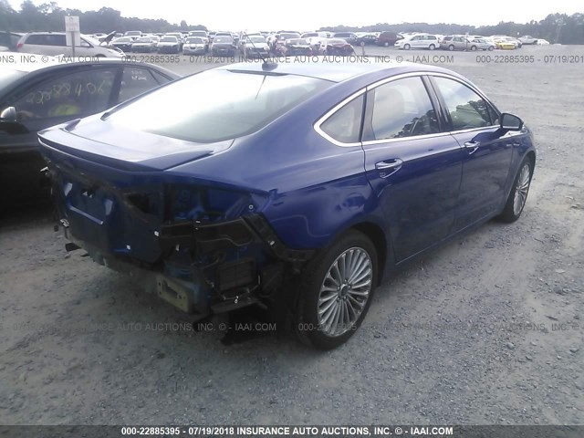 3FA6P0K98GR269462 - 2016 FORD FUSION TITANIUM BLUE photo 4