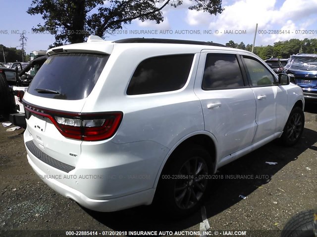 1C4RDJDG7JC101366 - 2018 DODGE DURANGO GT WHITE photo 4