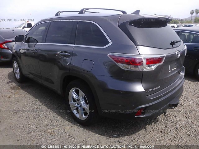 5TDYKRFH7ES019129 - 2014 TOYOTA HIGHLANDER LIMITED/LTD PLATINUM GRAY photo 3