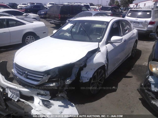 1HGCR2F55EA011967 - 2014 HONDA ACCORD SPORT WHITE photo 2