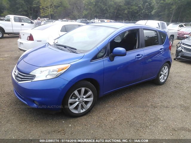 3N1CE2CP3EL371847 - 2014 NISSAN VERSA NOTE S/S PLUS/SV/SL BLUE photo 2