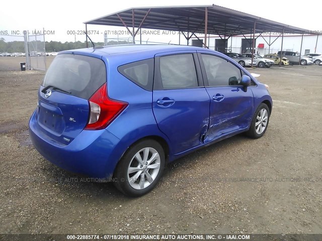 3N1CE2CP3EL371847 - 2014 NISSAN VERSA NOTE S/S PLUS/SV/SL BLUE photo 4