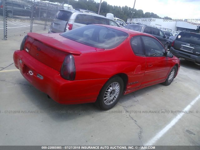 2G1WX12K4Y9295267 - 2000 CHEVROLET MONTE CARLO SS RED photo 4