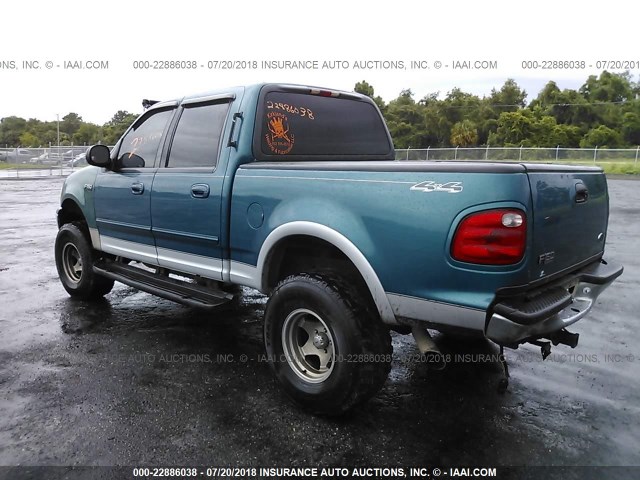 1FTRW08L91KE89962 - 2001 FORD F150 SUPERCREW Light Blue photo 3