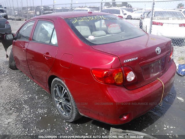 2T1BU4EE6AC529033 - 2010 TOYOTA COROLLA S/LE/XLE RED photo 3