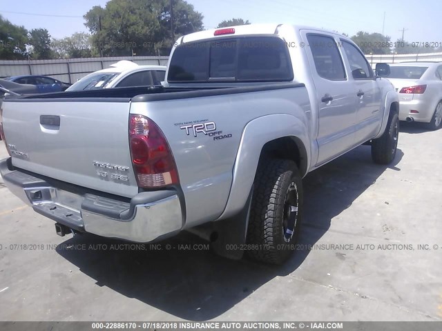 3TMJU62N08M067999 - 2008 TOYOTA TACOMA DOUBLE CAB PRERUNNER SILVER photo 4