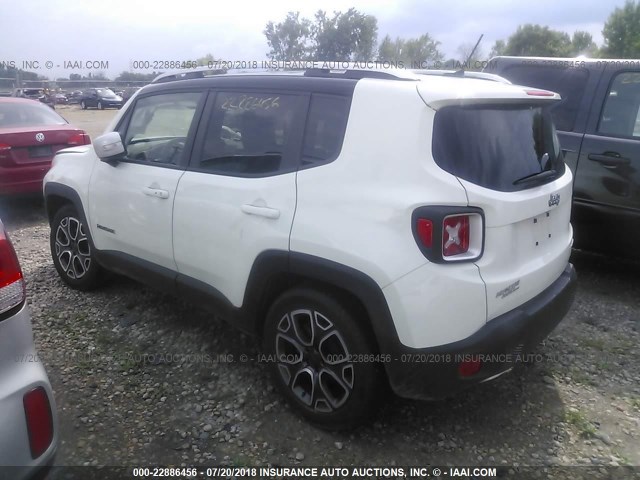 ZACCJADT0FPB58563 - 2015 JEEP RENEGADE LIMITED WHITE photo 3