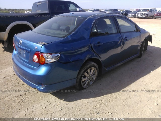 1NXBU40E69Z014258 - 2009 TOYOTA COROLLA S/LE/XLE BLUE photo 4