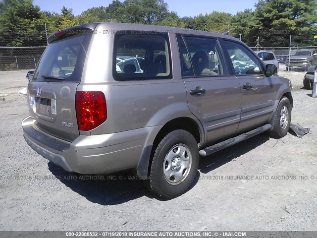 2HKYF18114H568321 - 2004 HONDA PILOT LX GRAY photo 4