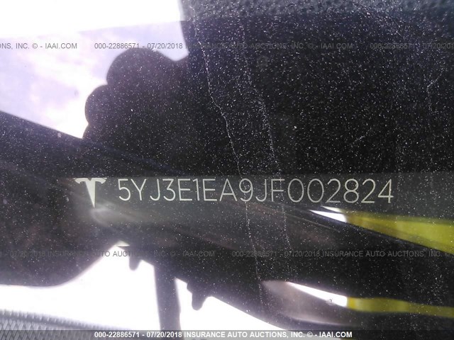 5YJ3E1EA9JF002824 - 2018 TESLA MODEL 3 ნაცრისფერი ფოტო 9