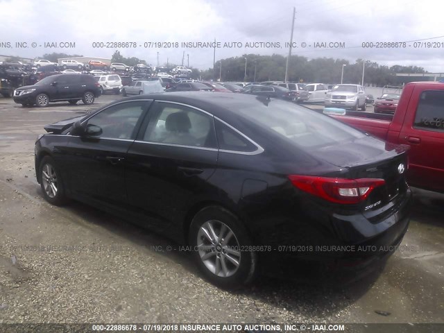 5NPE24AF3HH542623 - 2017 HYUNDAI SONATA SE BLACK photo 3