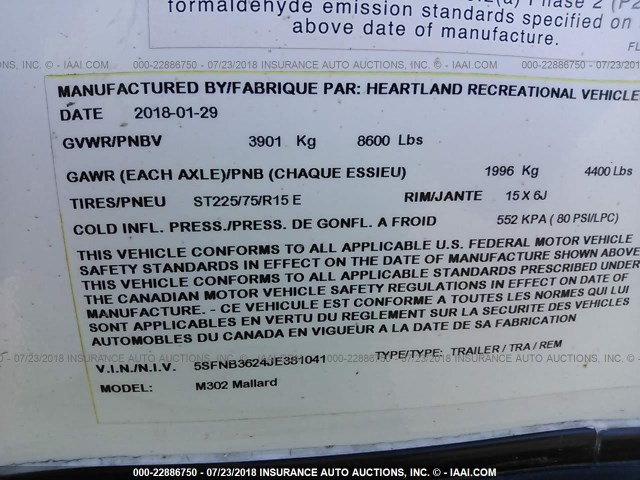 5SFNB3624JE381041 - 2018 HEARTLAND ULTRALITE  白色 照片 10