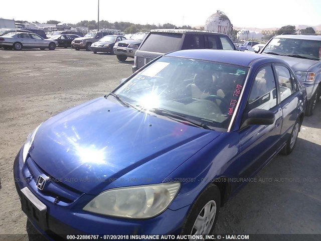 1HGES16374L006472 - 2004 HONDA CIVIC DX VP BLUE photo 2