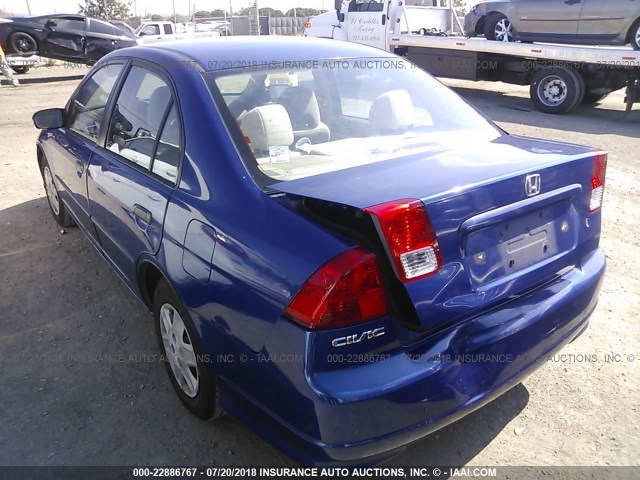 1HGES16374L006472 - 2004 HONDA CIVIC DX VP BLUE photo 3