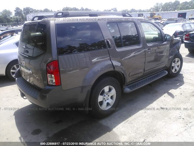 5N1AR18B38C666331 - 2008 NISSAN PATHFINDER S/LE/SE BROWN photo 4