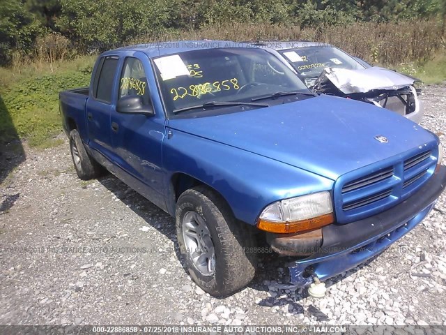 1B7HL2AX41S240305 - 2001 DODGE DAKOTA QUAD BLUE photo 1