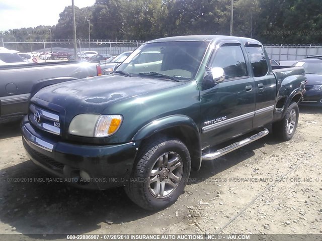 5TBRT34173S404779 - 2003 TOYOTA TUNDRA ACCESS CAB SR5 GREEN photo 2