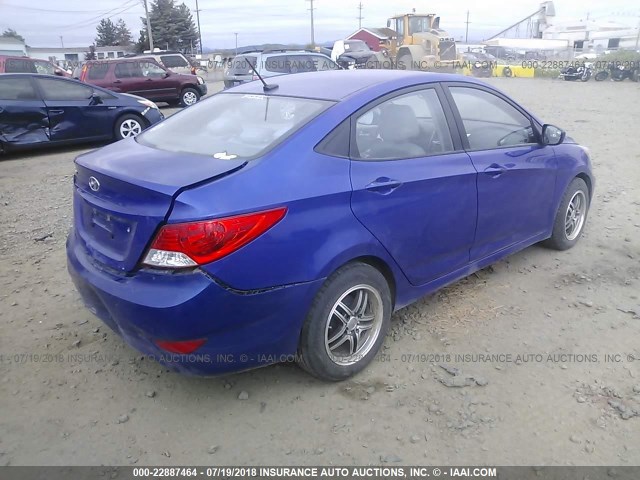 KMHCT4AE8DU374937 - 2013 HYUNDAI ACCENT GLS/GS BLUE photo 4