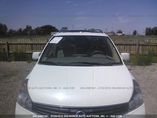 5N1BV28U08N121442 - 2008 NISSAN QUEST S/SE/SL WHITE photo 6