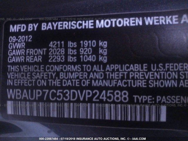 WBAUP7C53DVP24588 - 2013 BMW 128 I GRAY photo 9