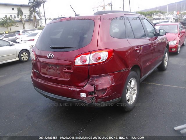 5XYZG3AB3CG155466 - 2012 HYUNDAI SANTA FE GLS RED photo 4