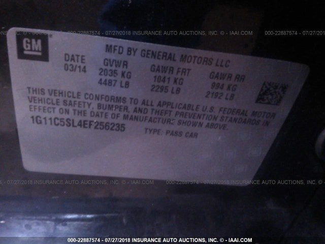 1G11C5SL4EF256235 - 2014 CHEVROLET MALIBU 1LT შავი ფოტო 9