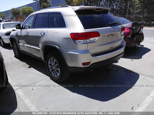 1C4RJFBG7EC163428 - 2014 JEEP GRAND CHEROKEE LIMITED GOLD photo 3