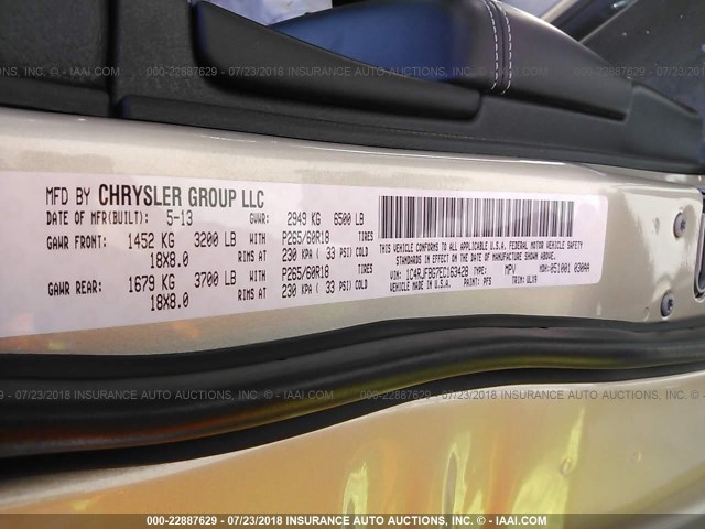 1C4RJFBG7EC163428 - 2014 JEEP GRAND CHEROKEE LIMITED GOLD photo 9