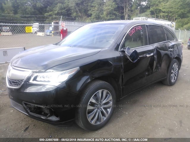 5FRYD4H40EB001792 - 2014 ACURA MDX TECHNOLOGY BLACK photo 2