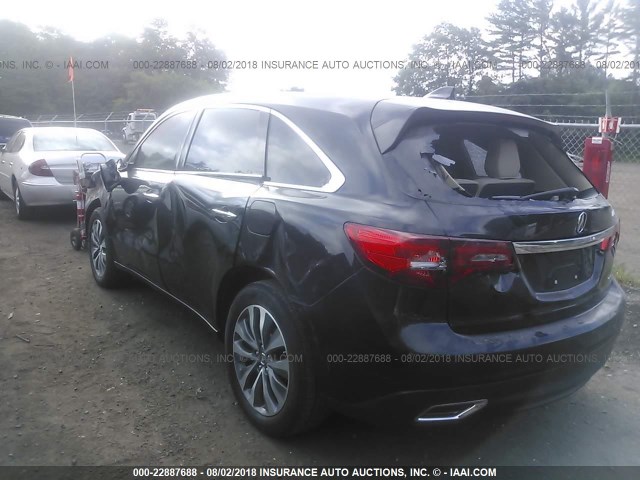 5FRYD4H40EB001792 - 2014 ACURA MDX TECHNOLOGY BLACK photo 3