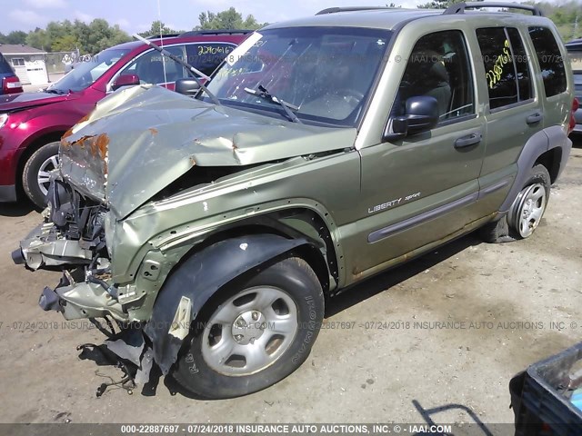 1J4GL48K93W731251 - 2003 JEEP LIBERTY SPORT/FREEDOM მწვანე ფოტო 2