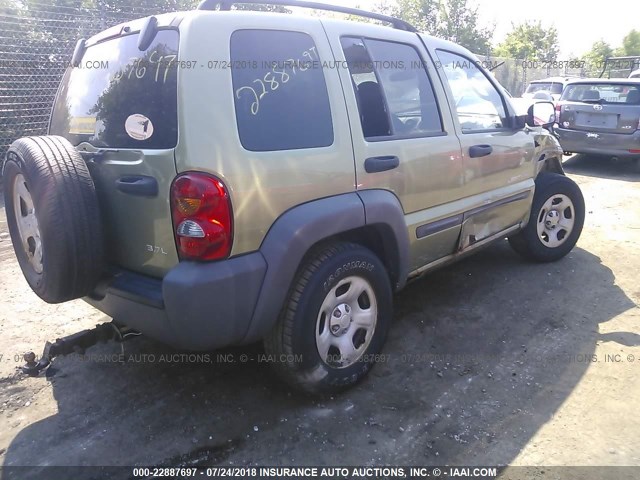 1J4GL48K93W731251 - 2003 JEEP LIBERTY SPORT/FREEDOM მწვანე ფოტო 4