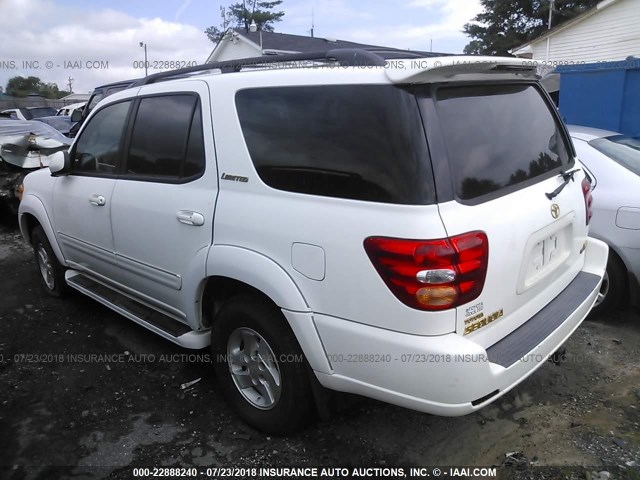 5TDZT38A92S065992 - 2002 TOYOTA SEQUOIA LIMITED WHITE photo 3