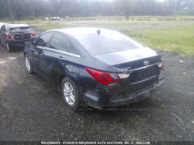 5NPEB4ACXDH730152 - 2013 HYUNDAI SONATA GLS BLUE photo 3