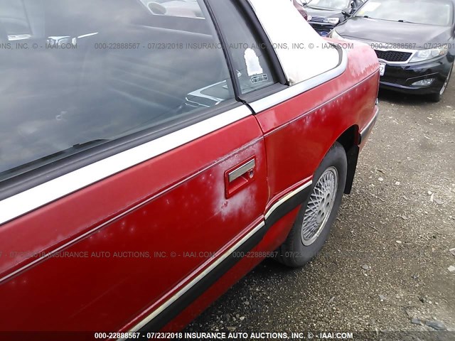 1C3XJ45KXKG239289 - 1989 CHRYSLER LEBARON 红色 照片 6