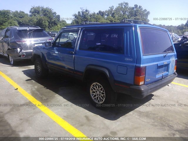 1J4FJ67SXPL538015 - 1993 JEEP CHEROKEE SPORT BLUE photo 3