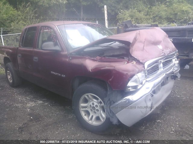 1B7GL2AN71S223542 - 2001 DODGE DAKOTA QUAD MAROON photo 1