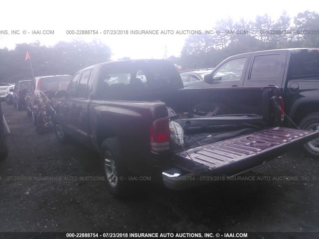 1B7GL2AN71S223542 - 2001 DODGE DAKOTA QUAD MAROON photo 3