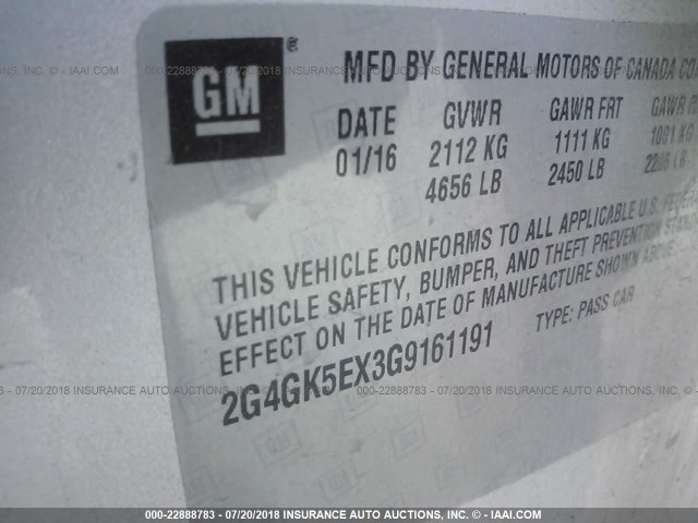 2G4GK5EX3G9161191 - 2016 BUICK REGAL SILVER photo 9