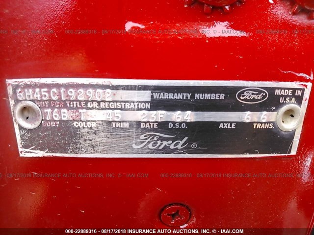 6H45C192902 - 1966 FORD FAIRLANE RED photo 9