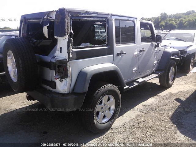 1C4BJWDG0CL138527 - 2012 JEEP WRANGLER UNLIMITE SPORT SILVER photo 4