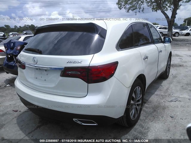5FRYD3H4XFB002220 - 2015 ACURA MDX TECHNOLOGY WHITE photo 4