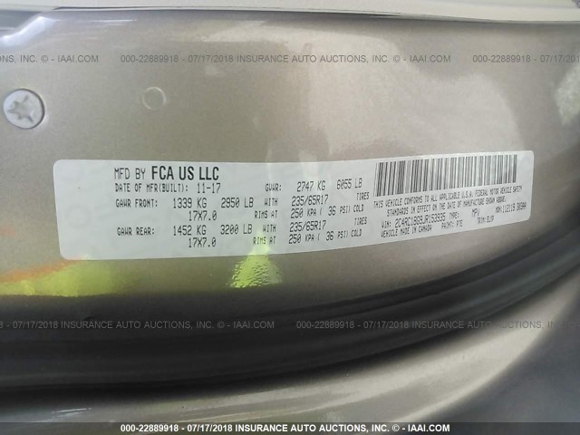 2C4RC1BG9JR153935 - 2018 CHRYSLER PACIFICA TOURING L Շագանակագույն լուսանկար 9